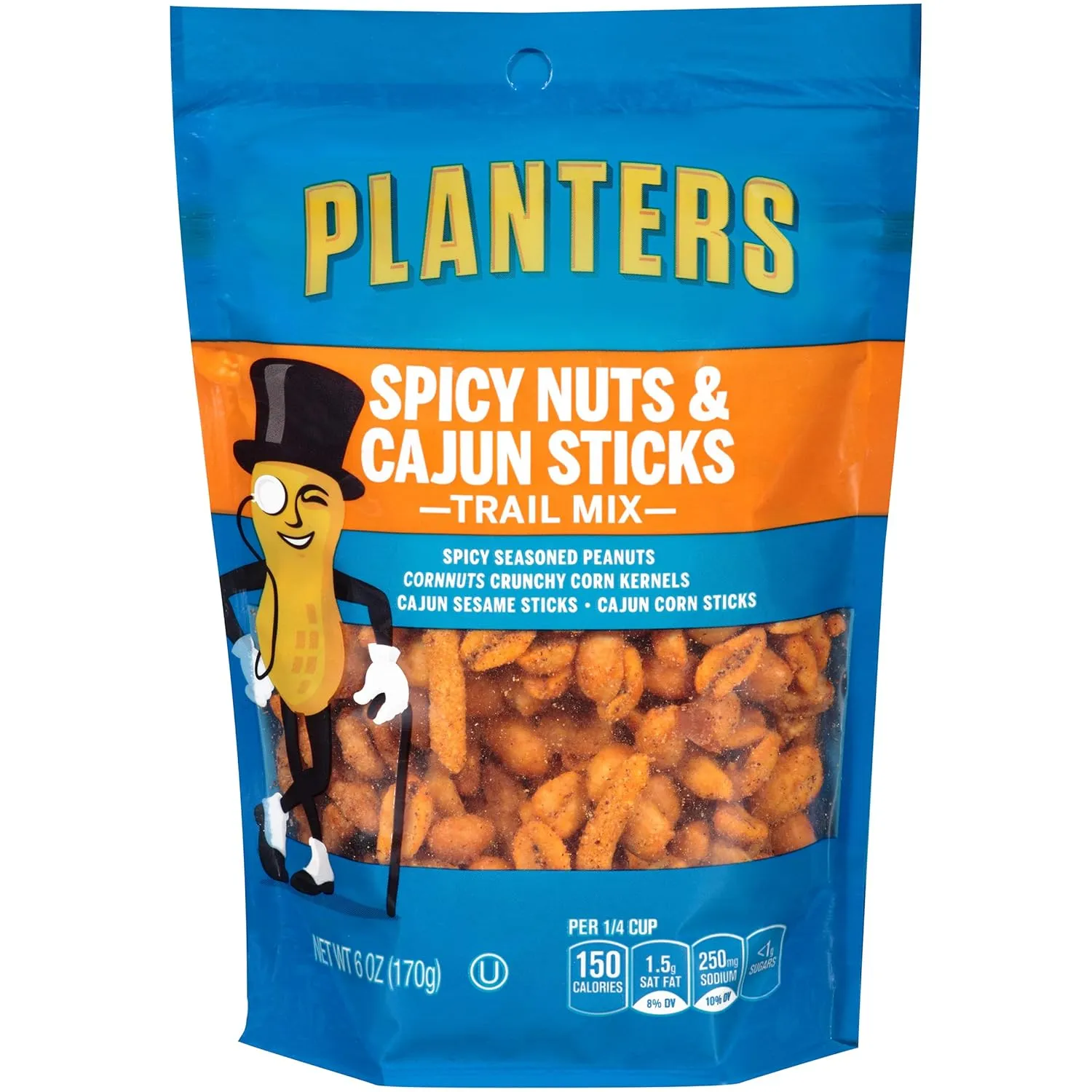 Planters Spicy Nuts Cajun Sticks Trail Mix (6oz Bags, Pack of 6)