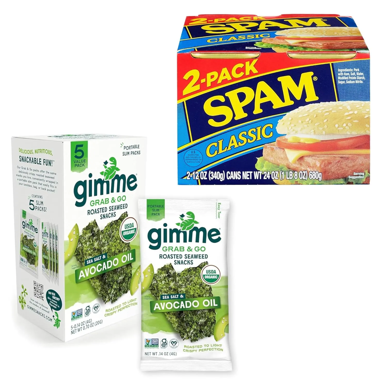 Classic and gimMe Seaweed Sea Salt Avocado Oil Bundle
